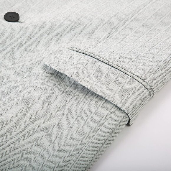 🆕Men's Light Grey Herringbone Blazer 2 Button Sport Coat Casual Knit Polyester - Picture 6 of 8